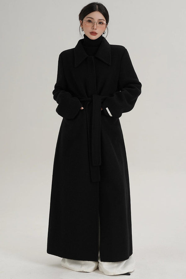Elegant Extra-Long Wool Coat