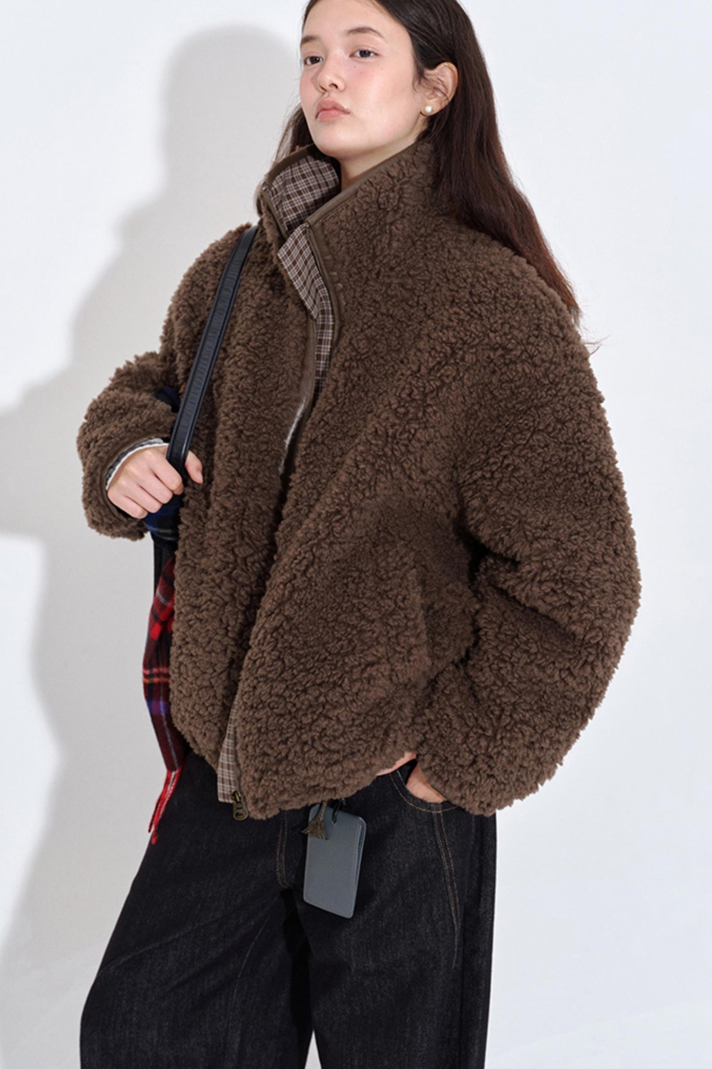 Wool Plaid Patchwork Coat