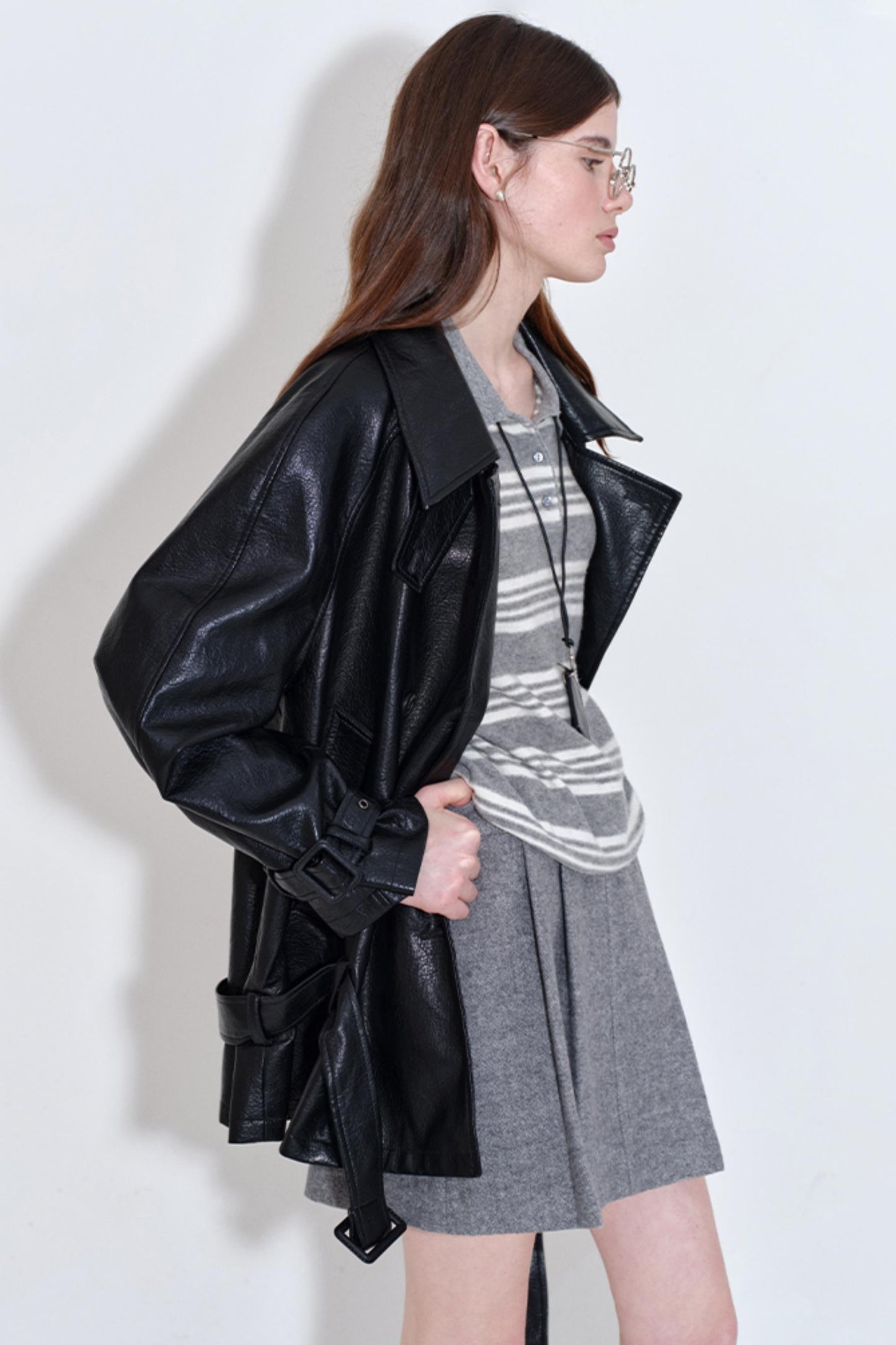 Fashionable Lace-Up Leather Jacket