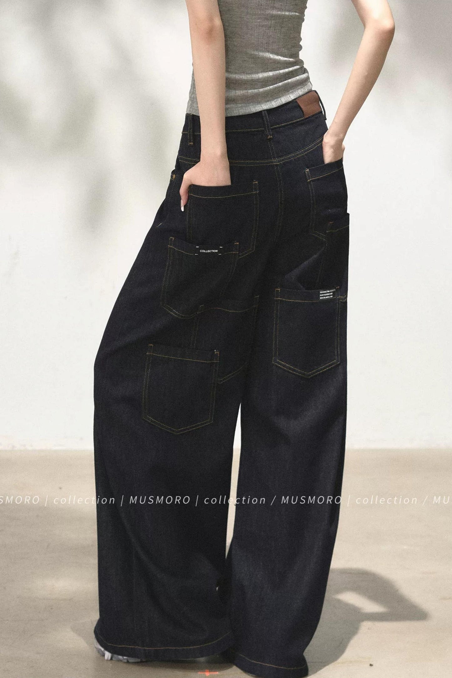 Vintage Asymmetric Denim Pants