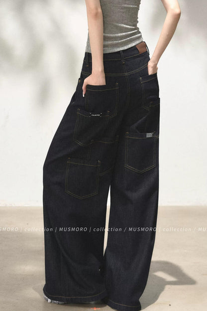 Vintage Asymmetric Denim Pants