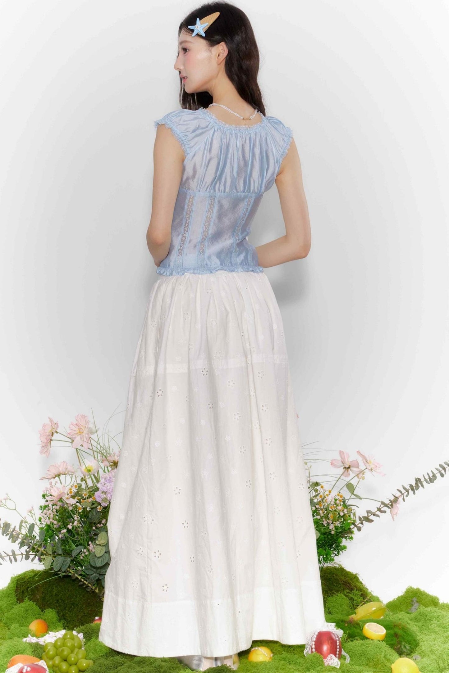 Lace One-Shoulder Top With Skirt Set-Up