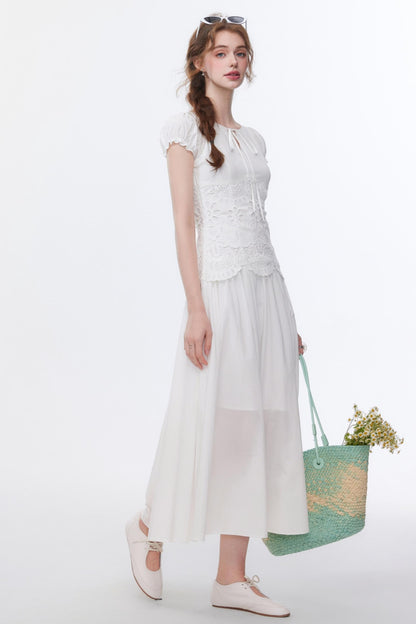 Bubble Sleeve White Dress