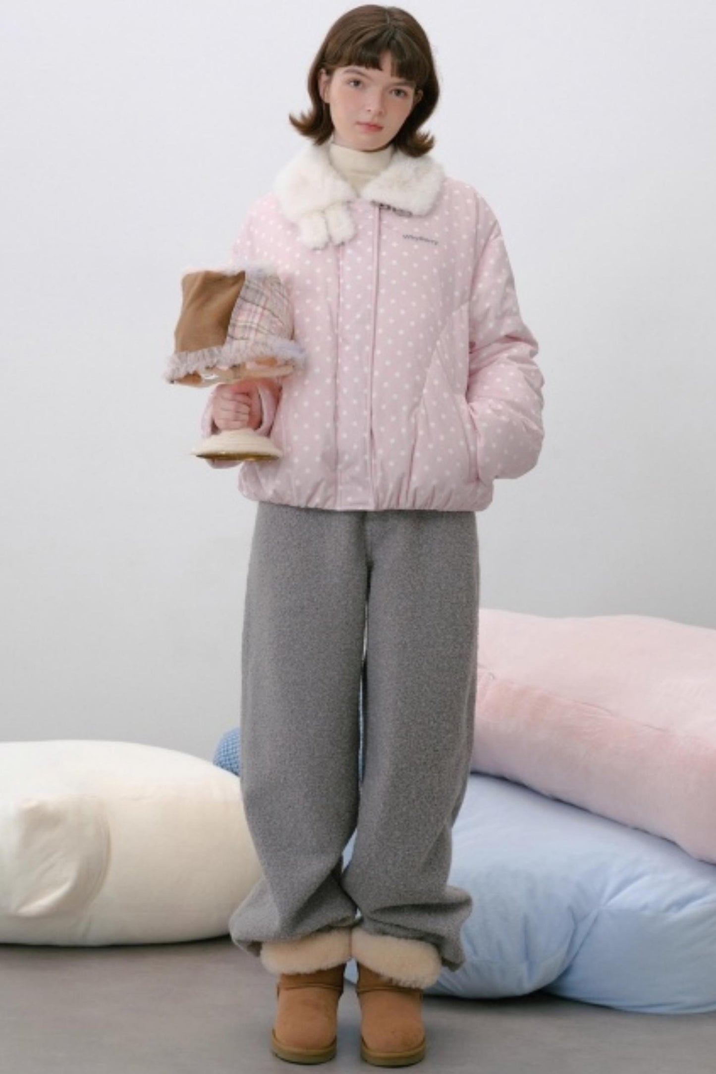 Thick Lambswool Straight-Leg Pants