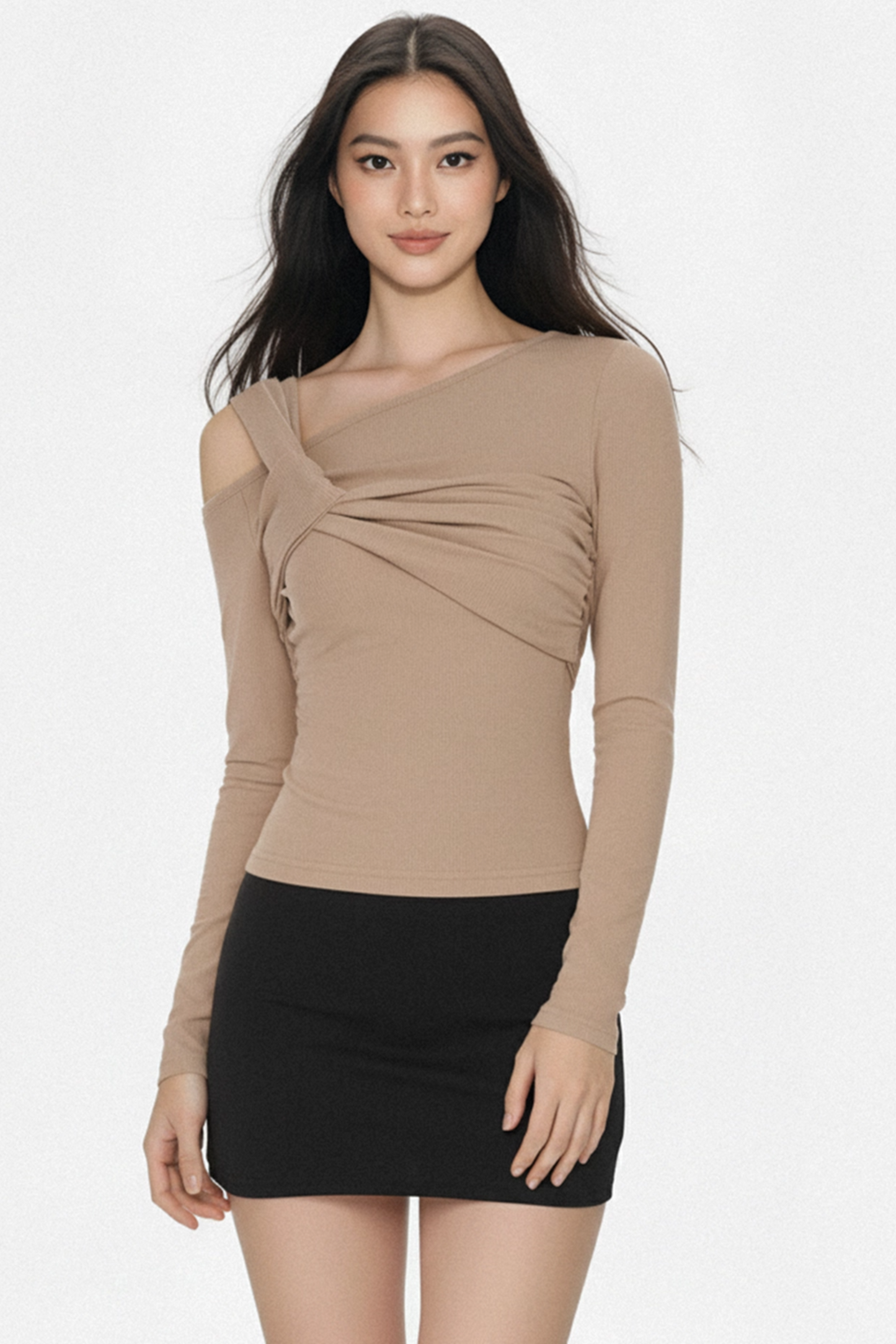 Asymmetrical Off-Shoulder Knitted Top