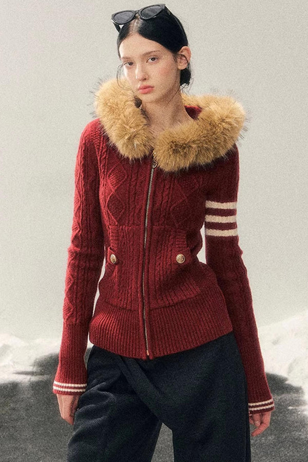 Hooded Cable Knit Sweater