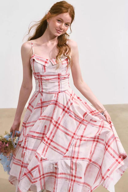 Pink Plaid Halter Dress