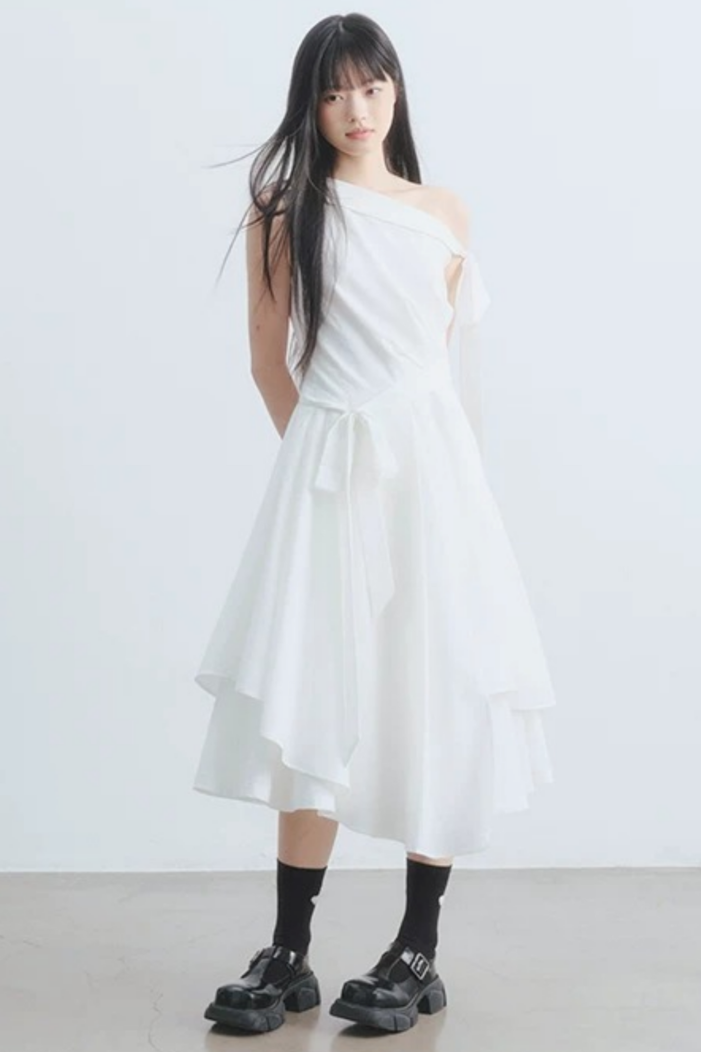 Thin Smoke Camellia A-Line Dress