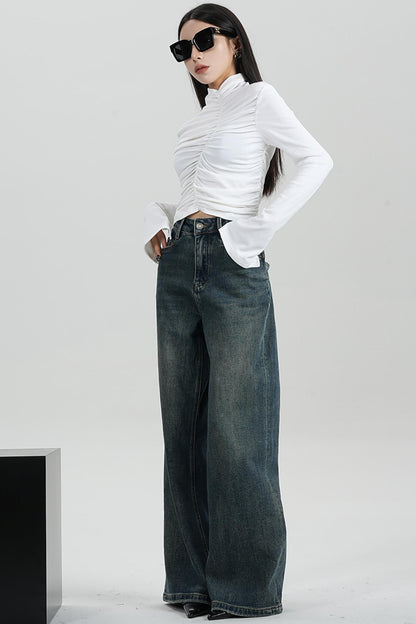 SRYSAME High Waist Jeans, Straight Flare, Wide Leg Loose Women's Pants, Trousers, Autumn New Women's Wear