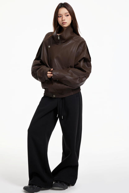 Leather Stand-Up Jacket