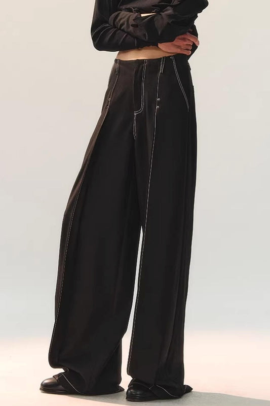 Double Pleated Wide-Leg Pants