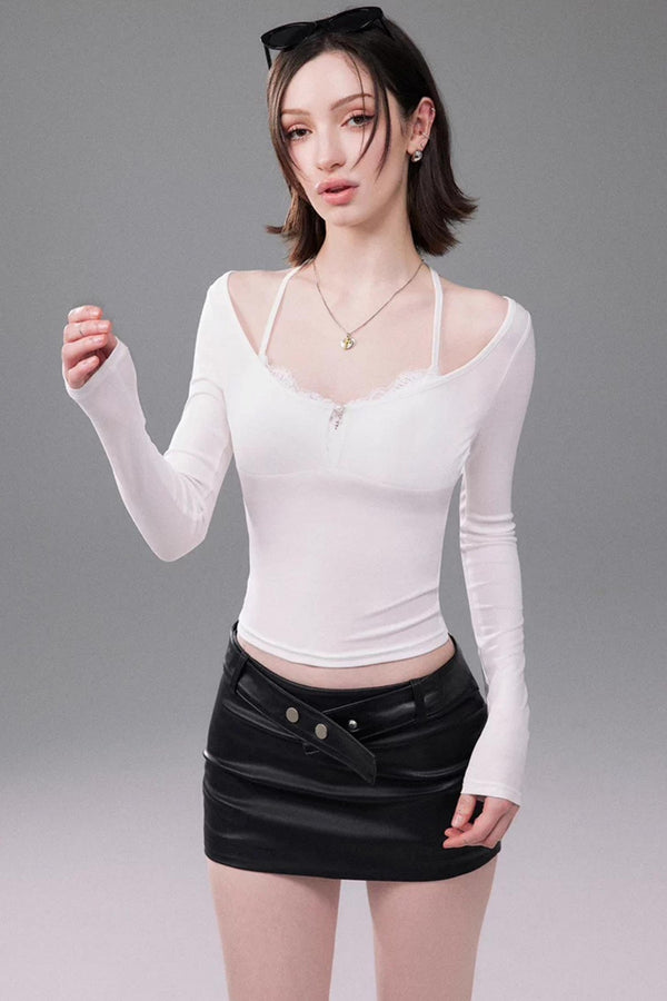 Lace V-Neck Two-Piece Top