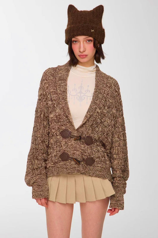Sequin Horn Button Knitted Cardigan