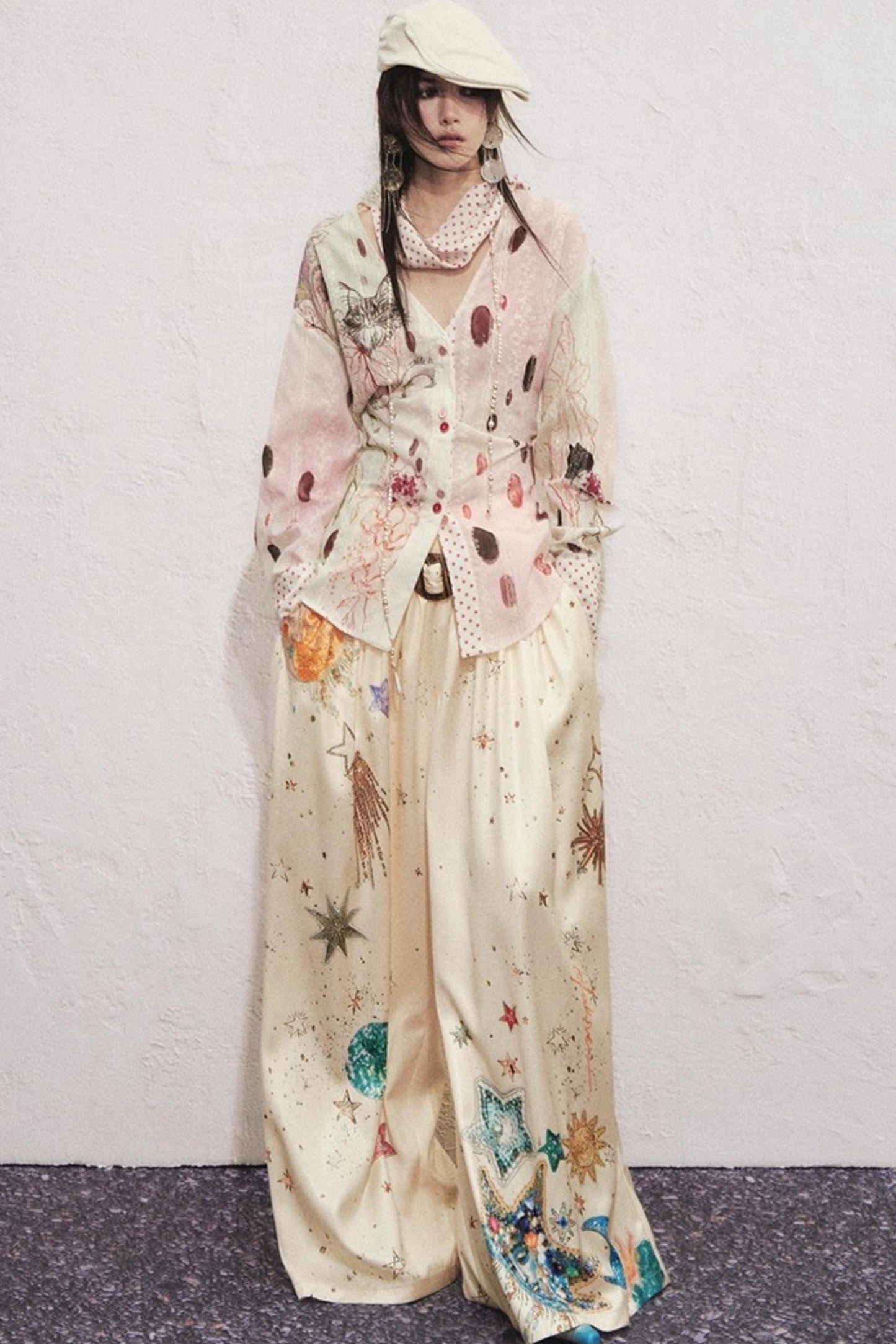 Pleated Sky Wide-Leg Pants