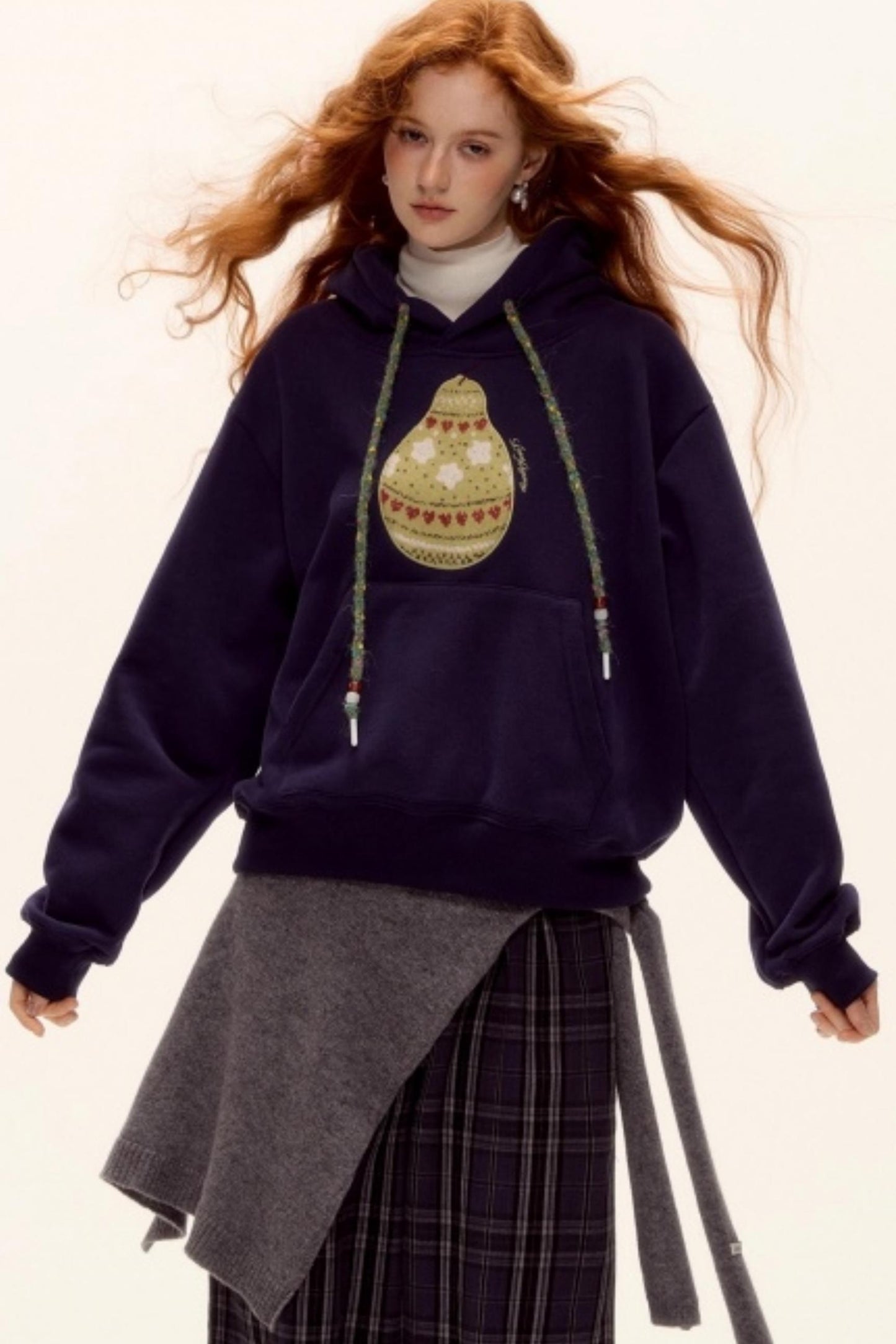 Brushed Fair Isle Knit Hoodie Sweater