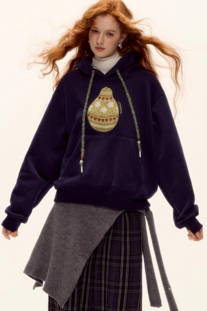 Brushed Fair Isle Knit Hoodie Sweater