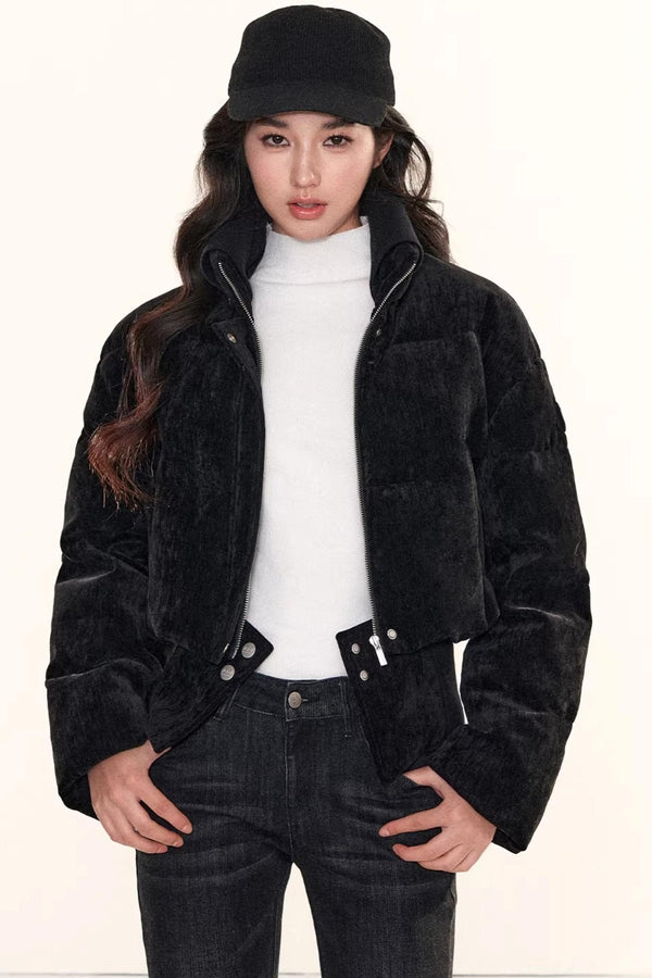 Velvet-Like Ruffle Trim Coat