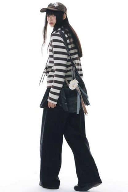 Fake Two-Piece Pleated Skirt Jeans