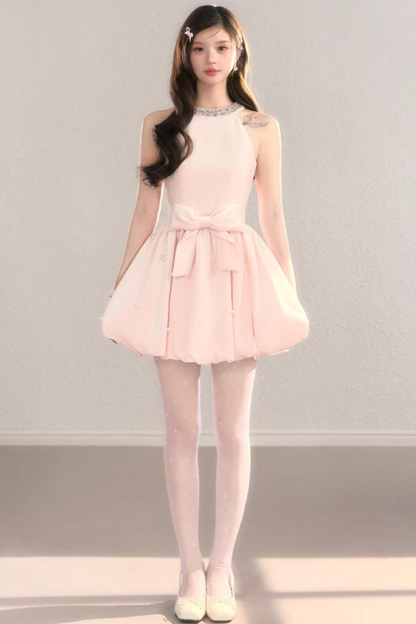 Highlight Halter Neck Puff Dress