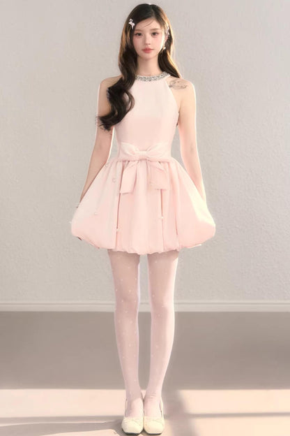 Highlight Halter Neck Puff Dress