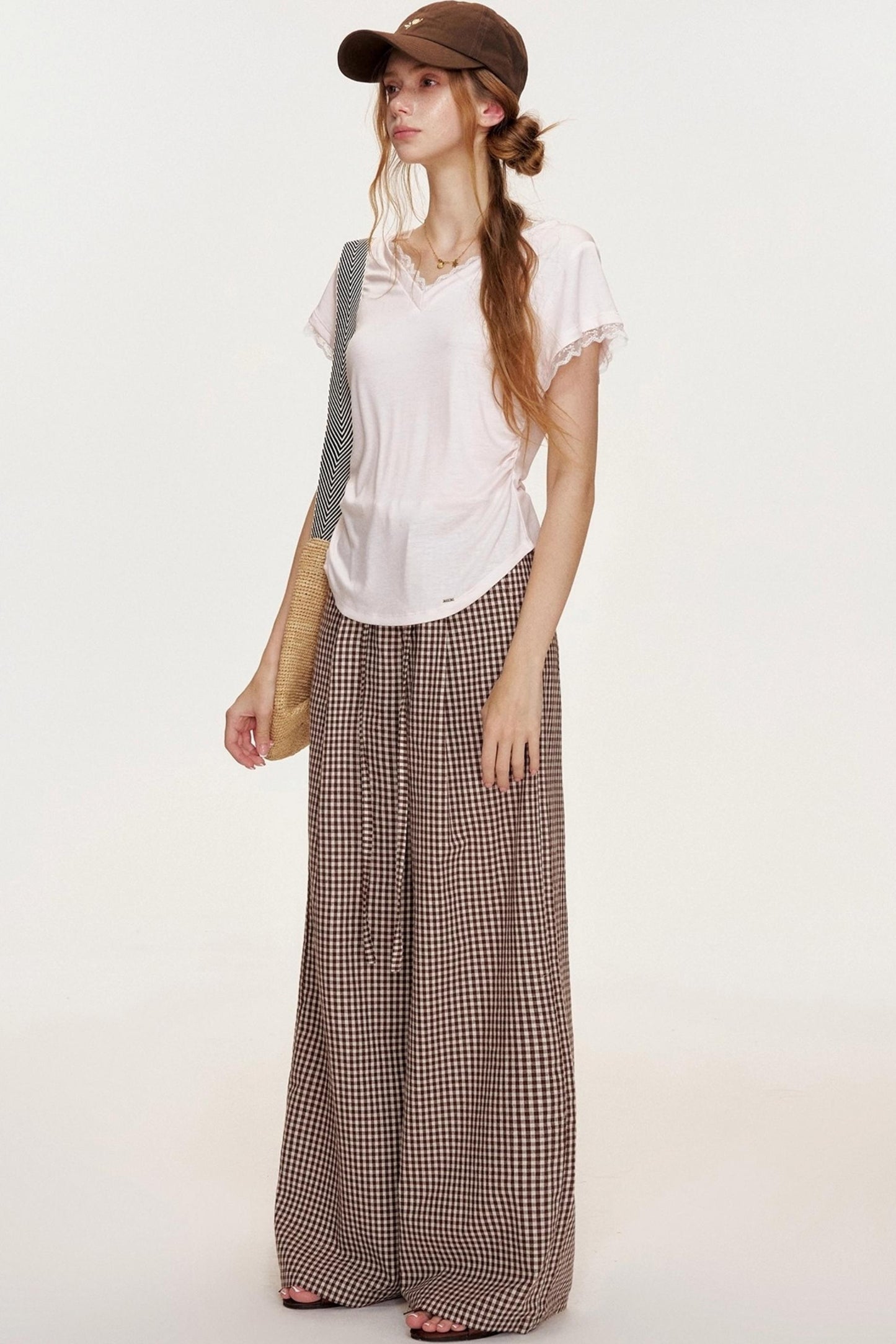 Floral Lace Shirring Short Sleeve T-Shirt