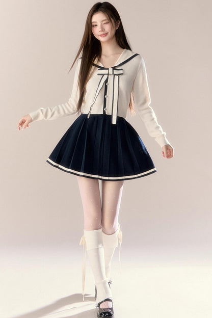 Navy Knitted Suit Set-Up