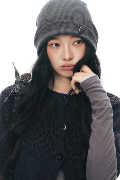 Vintage-Strickjacke mit mittellangen Ärmeln