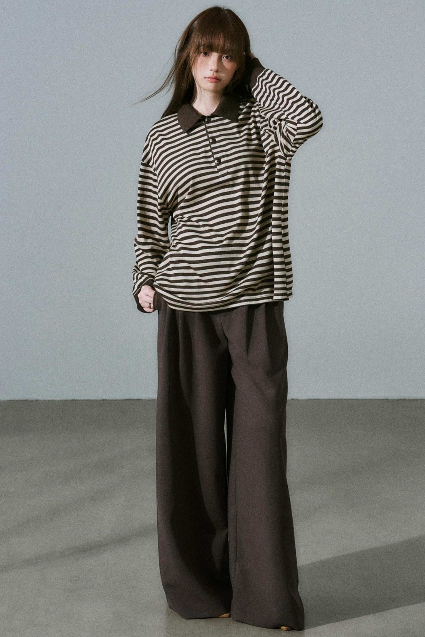 Chocolate Brown Striped Top