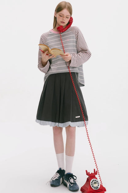 Striped Raglan Sleeve Slim Top