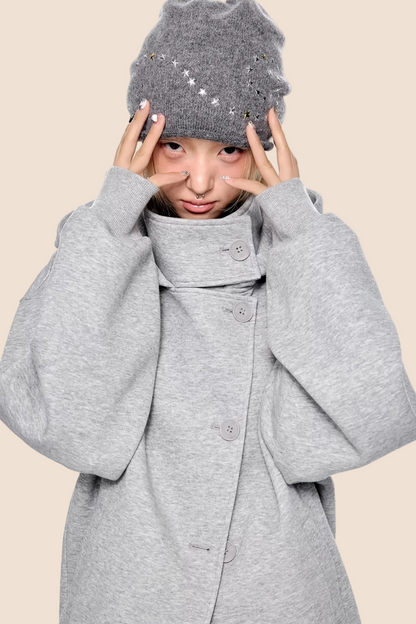 Retro Kapuzen-Sweatshirtjacke