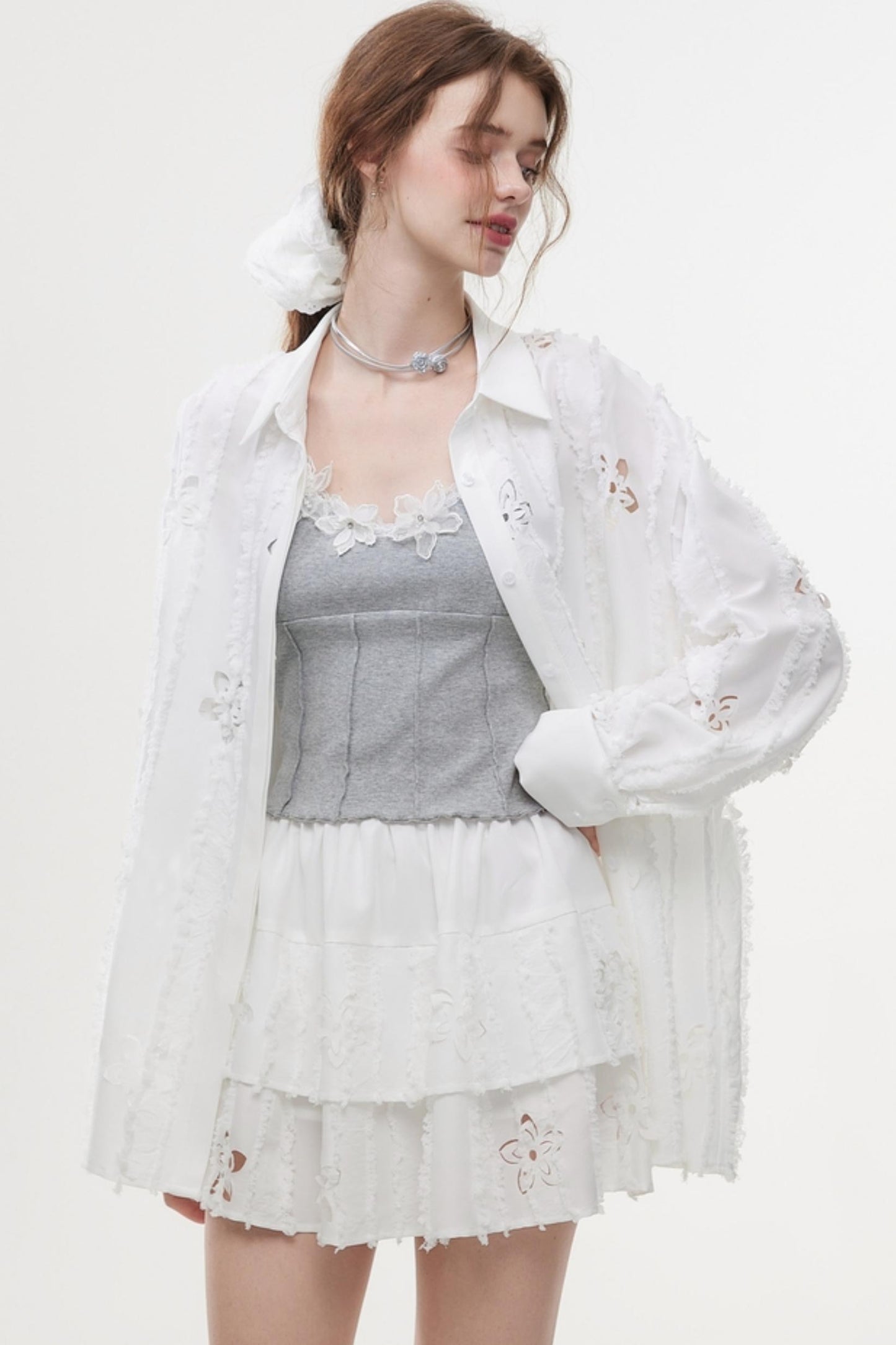 French Style Hollow Floral Two-Piece Set-Up