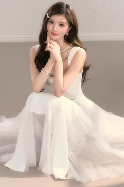 White Moonlight Suspender Dress