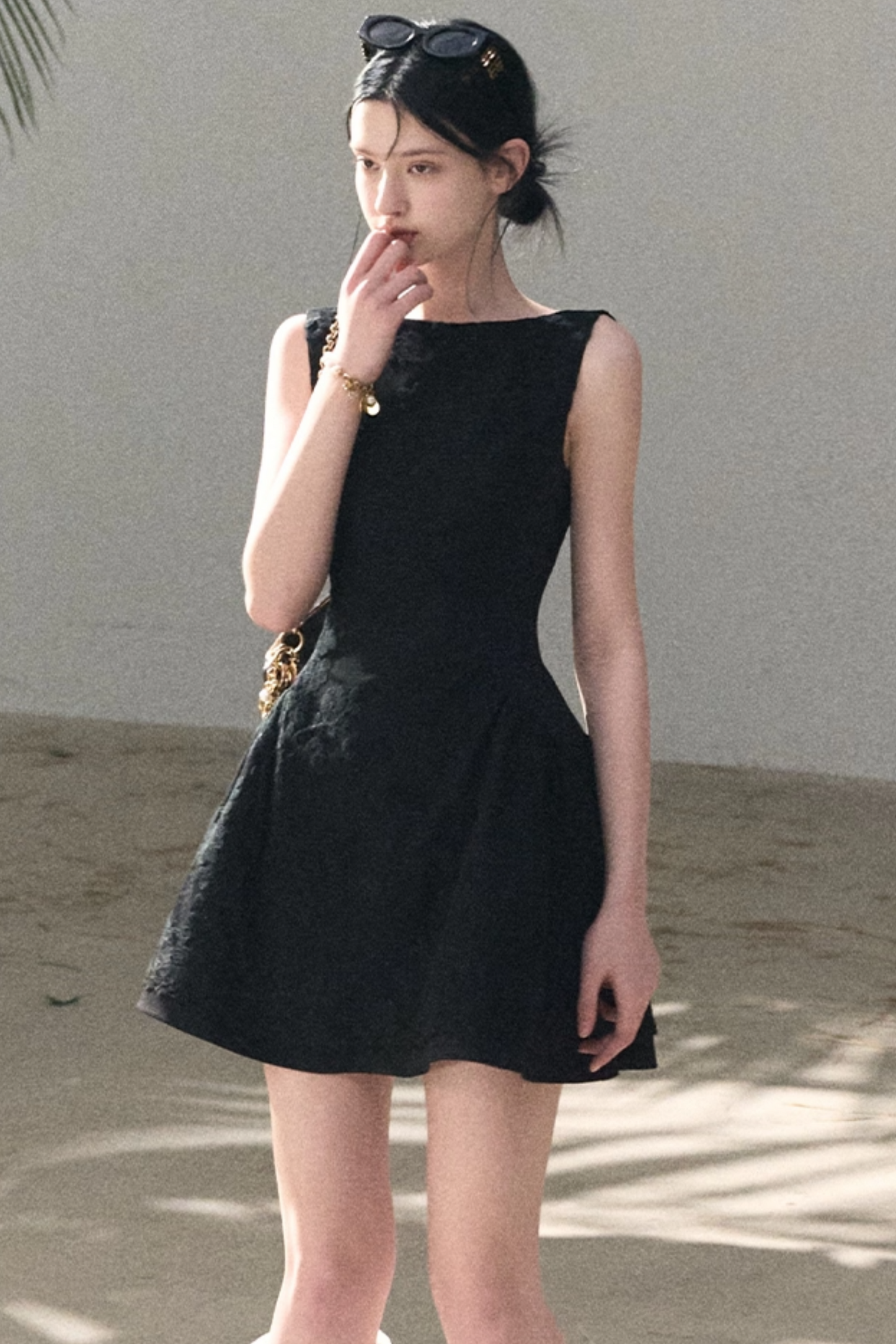 Wool Blend Embossed Floral Dress