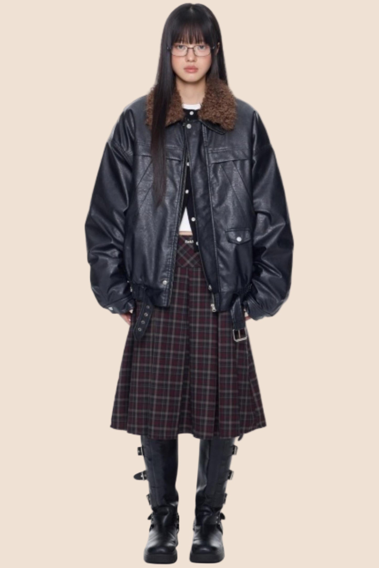 Fur Collar Leather Jacket