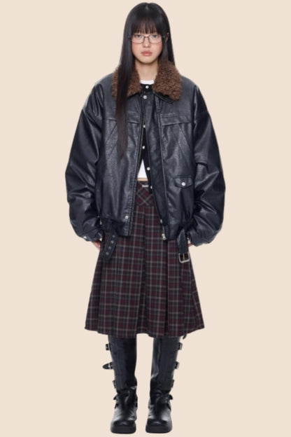 Fur Collar Leather Jacket