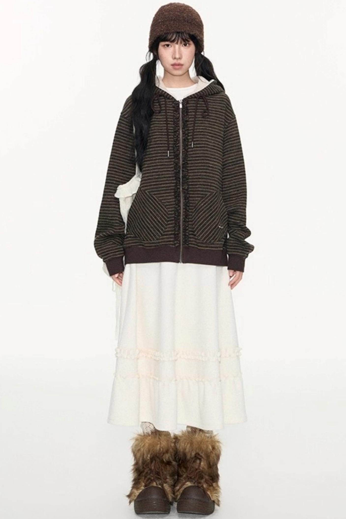 Fungus Edge Lambswool Hooded Cardigan