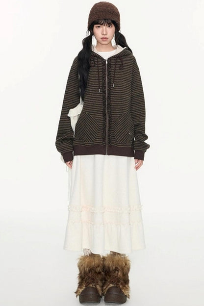 Fungus Edge Lambswool Hooded Cardigan