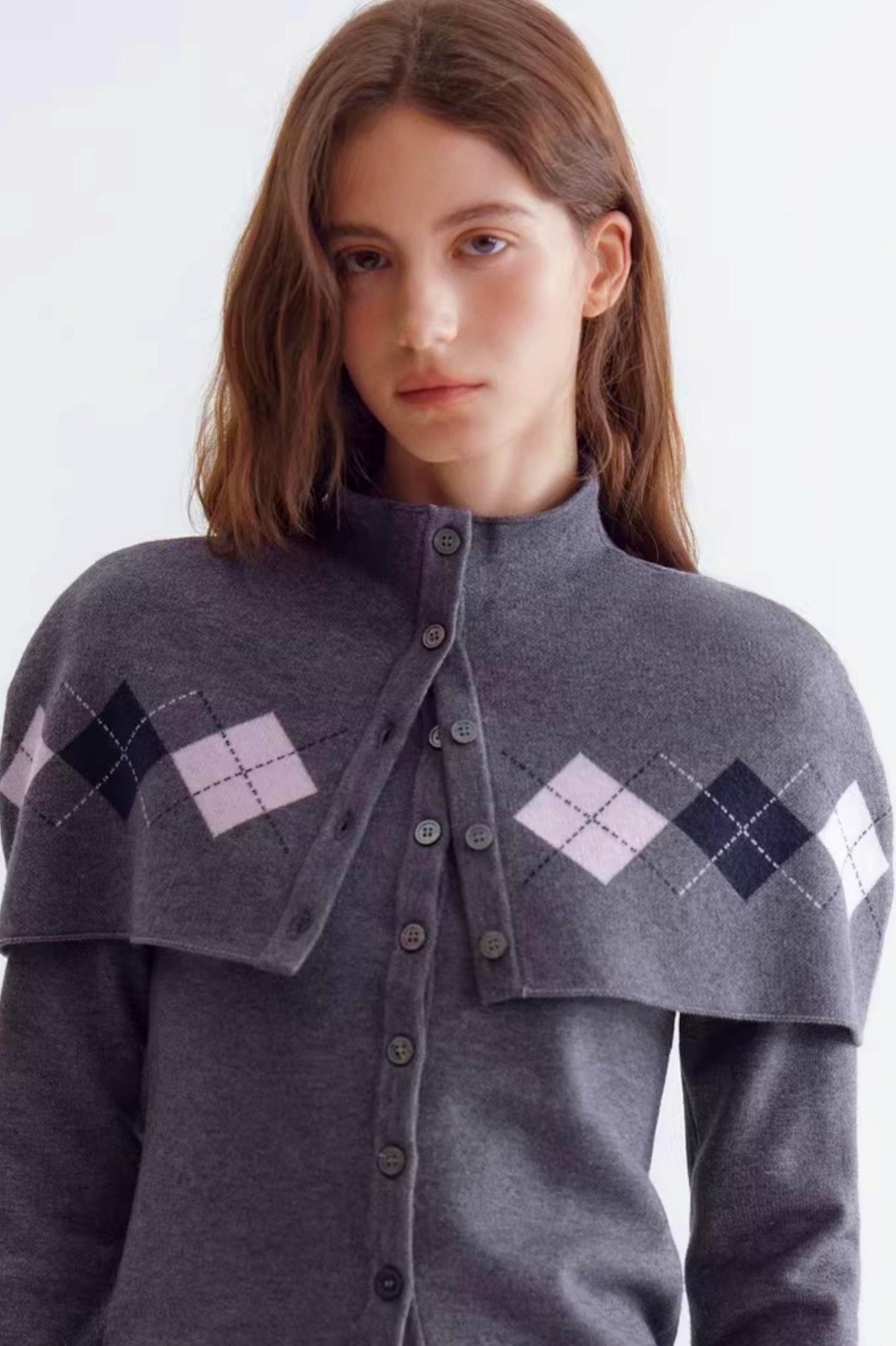 Argyle Jacquard Cardigan Set