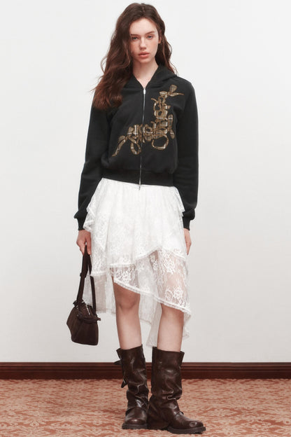 Rose Zipper Short Coat