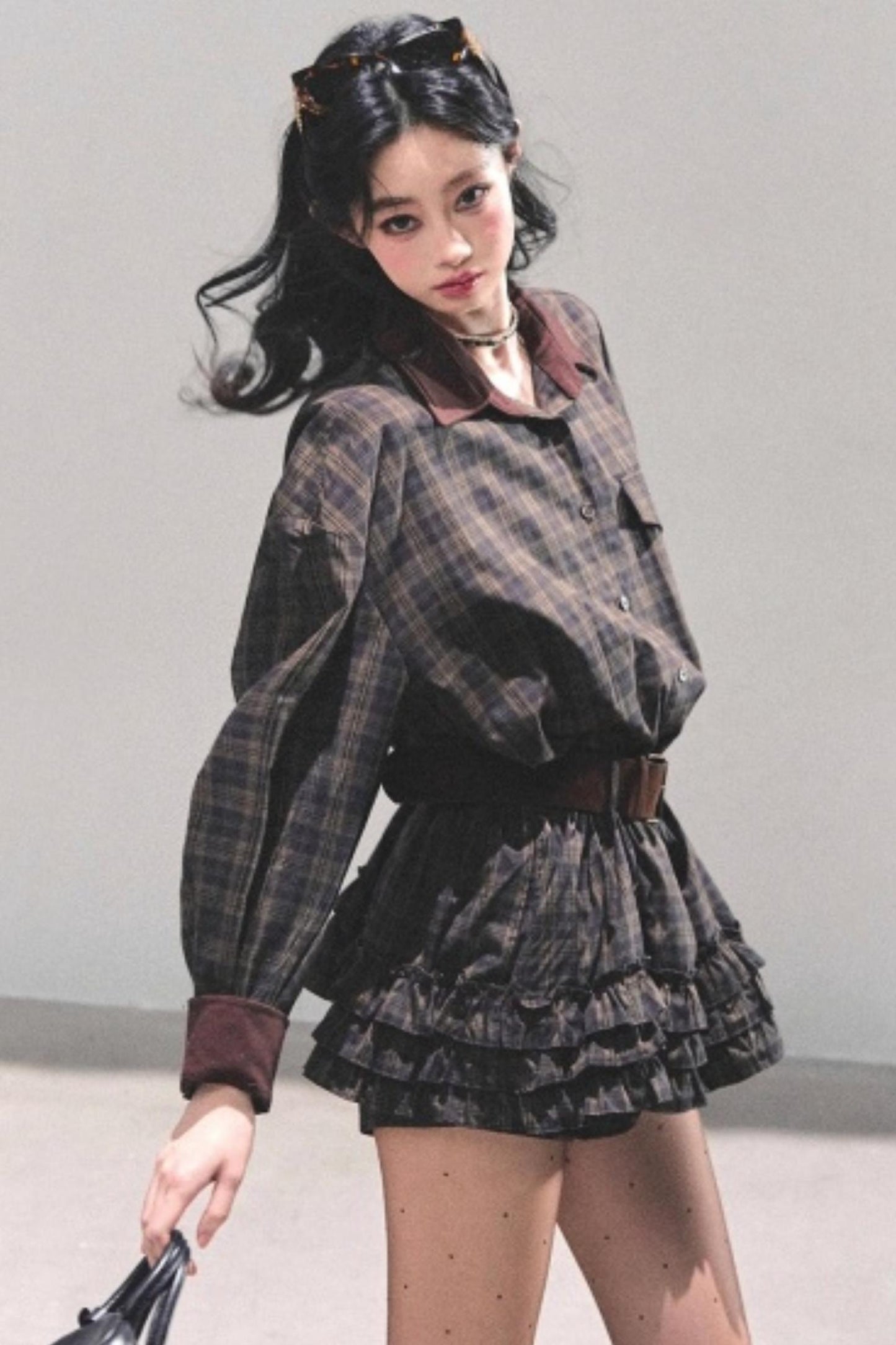 Sunset Trajectory Plaid Dress Set