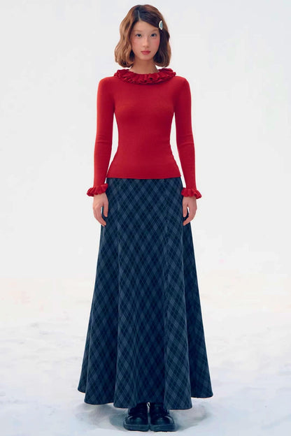 Three-Dimensional Lace Knit Slim Top