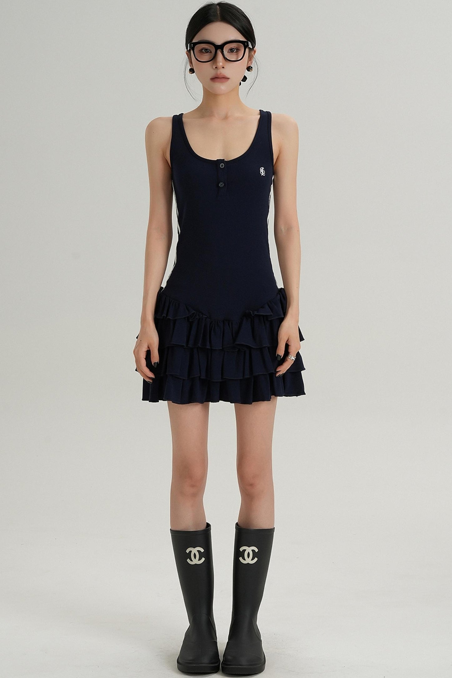 Unique Skirt Halter Mini Dress