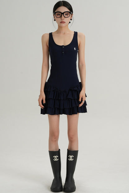 Unique Skirt Halter Mini Dress