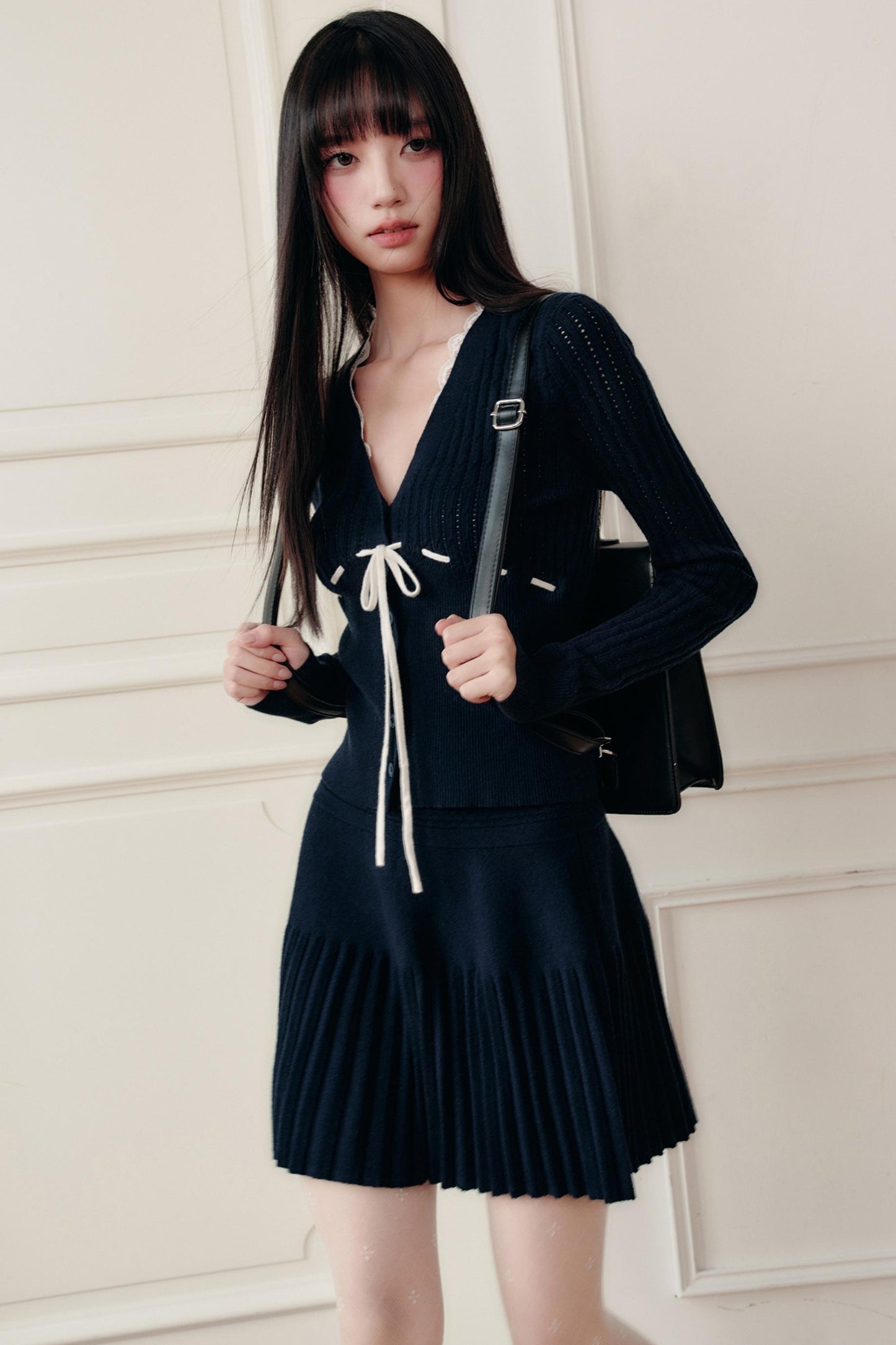 Pleated Knit Skirt & Top Set-Up