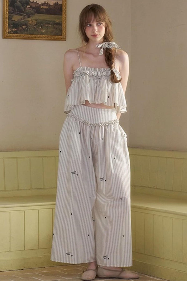Penny Striped Suspender Pants Set-Up