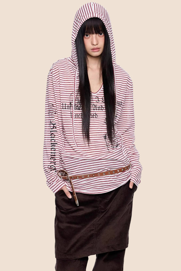 Striped Hooded Retro T-Shirt