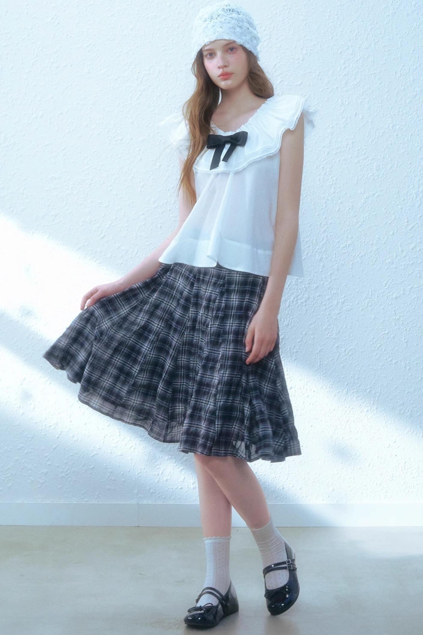 Chic Checkered Midi Skirt Set-Up