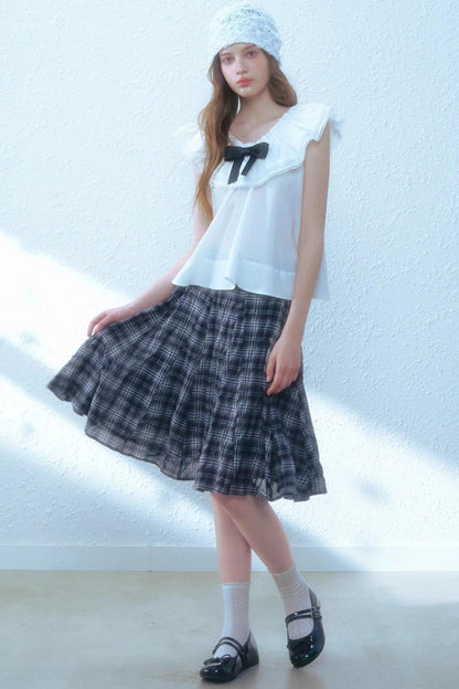 Chic Checkered Midi Skirt Set-Up