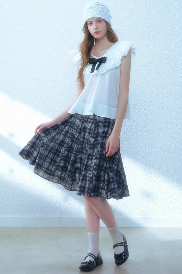Chic Checkered Midi Skirt Set-Up