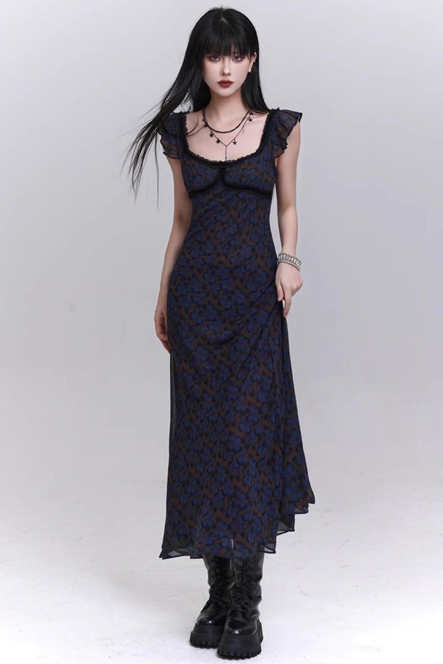 Butterfly Floral Halter Dress